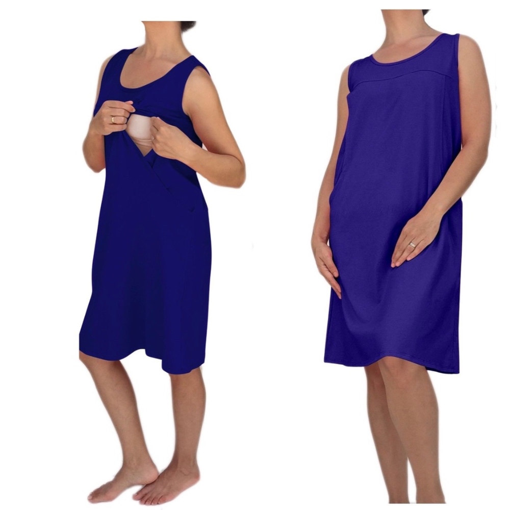 HUGE STORE CLOSING CLEARANCE SALE!! NEW Nursing Nightgown Sleeveless - BLUE